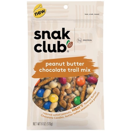 Snak Club Peanut Butter Chocolate Trail Mix 6 oz Bagged -  1721502